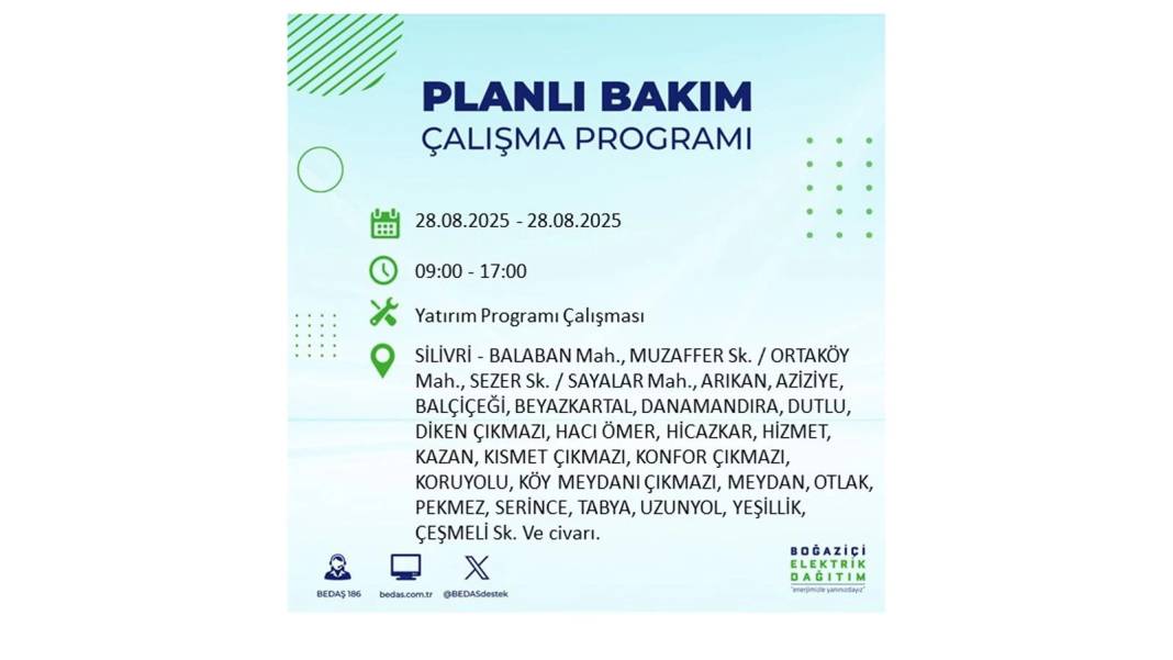 Karanlığa gömülecekler: 28 Ağustos Perşembe İstanbul'da elektrik kesintisi yaşayacak ilçeler belli oldu! 8