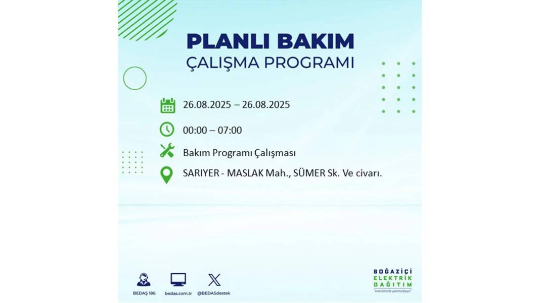 O ilçelerde saatlerce elektrik olmayacak: BEDAŞ 26 Ağustos Salı elektrik kesintisi yaşayacak ilçeleri duyurdu! 26