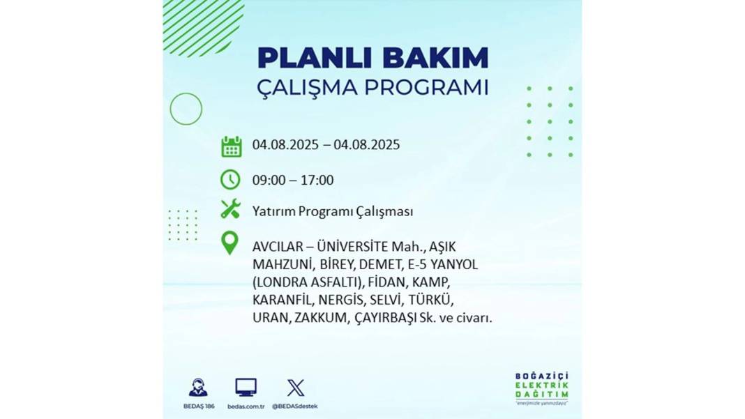 BÜYÜK ELEKTRİK KESİNTİSİ YAŞANACAK: BEDAŞ 4 Ağustos Pazartesi elektrik kesintisi yaşayacak ilçeleri sıraladı! 1