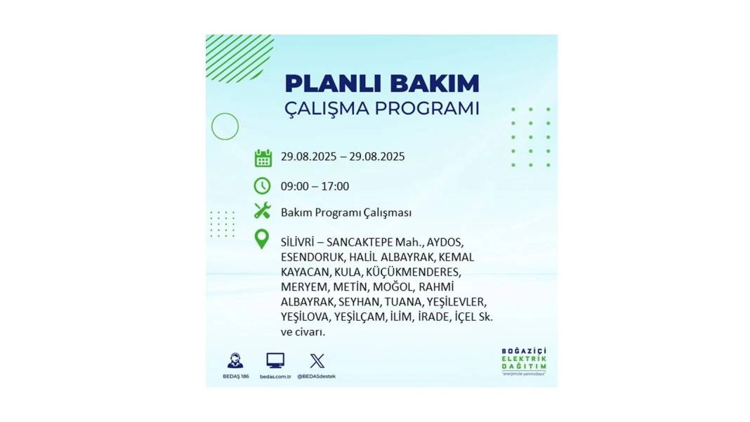 O ilçelerde elektrik olmayacak: BEDAŞ 29 Ağustos Cuma günü elektrik kesintisi yaşayacak ilçeleri sıraladı! 11