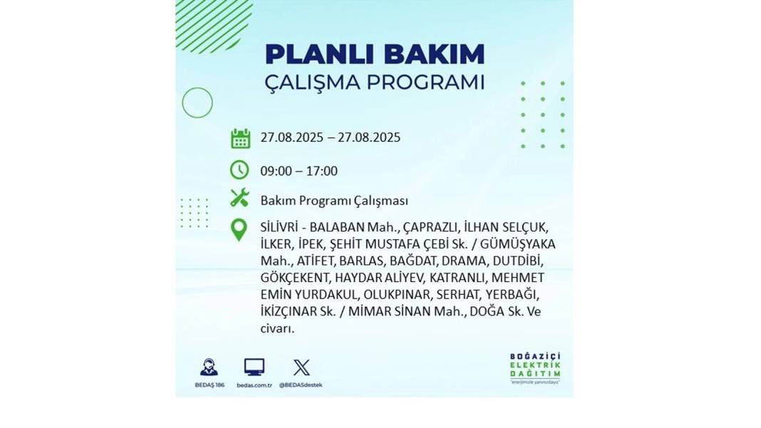O ilçelerde elektrik olmayacak: BEDAŞ 27 Ağustos Çarşamba günü elektrik kesintisi yaşayacak ilçeleri sıraladı! 11
