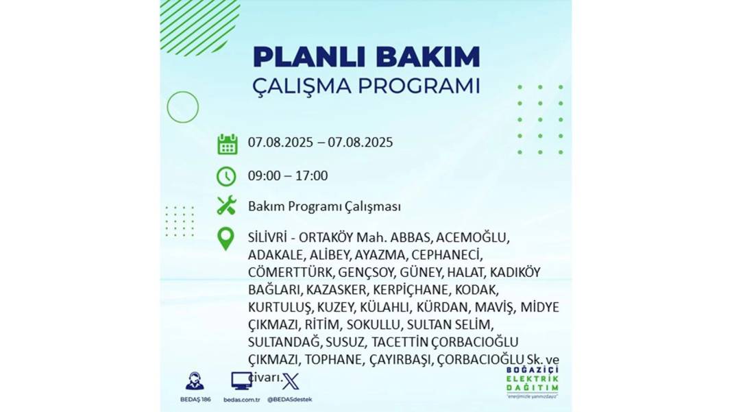 BÜYÜK ELEKTRİK KESİNTİSİ YAŞANACAK: BEDAŞ 7 Ağustos Perşembe elektrik kesintisi. Elektrikler ne zaman gelecek? 21