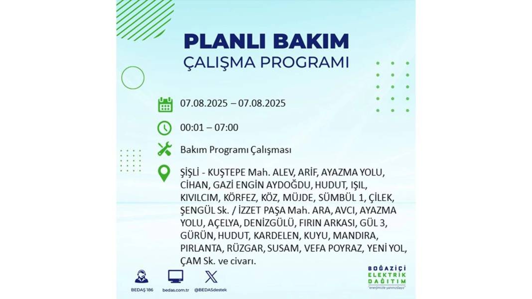 BÜYÜK ELEKTRİK KESİNTİSİ YAŞANACAK: BEDAŞ 7 Ağustos Perşembe elektrik kesintisi. Elektrikler ne zaman gelecek? 16
