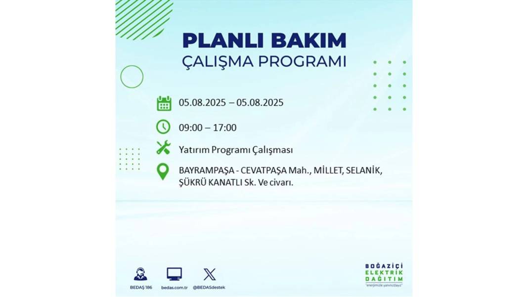 BÜYÜK ELEKTRİK KESİNTİSİ YAŞANACAK: BEDAŞ 5 Ağustos Salı elektrik kesintisi yaşayacak ilçeleri sıraladı! 26