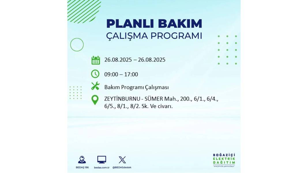 O ilçelerde saatlerce elektrik olmayacak: BEDAŞ 26 Ağustos Salı elektrik kesintisi yaşayacak ilçeleri duyurdu! 4