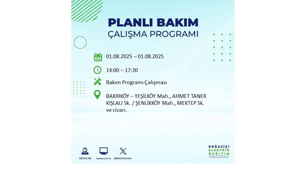 BÜYÜK ELEKTRİK KESİNTİSİ YAŞANACAK: BEDAŞ 1 Ağustos Cuma elektrik kesintisi yaşayacak ilçeleri sıraladı! 53