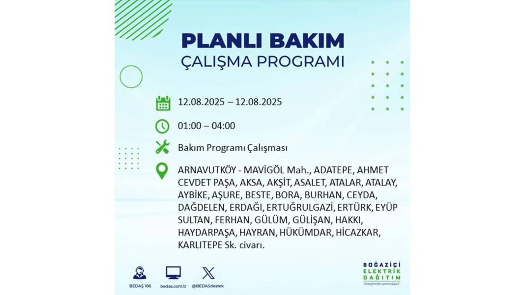 BÜYÜK ELEKTRİK KESİNTİSİ YAŞANACAK: BEDAŞ 12 Ağustos Salı günü elektrik kesintisi yaşayacak ilçeleri sıraladı! 61