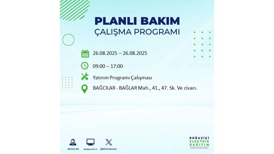 O ilçelerde saatlerce elektrik olmayacak: BEDAŞ 26 Ağustos Salı elektrik kesintisi yaşayacak ilçeleri duyurdu! 86