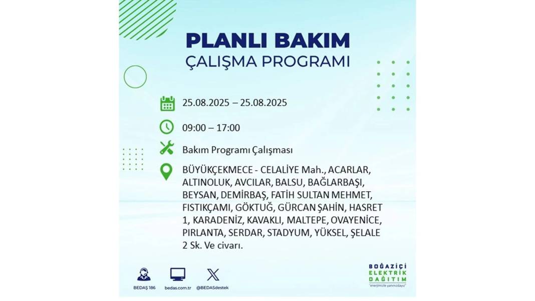 O ilçelerde saatlerce elektrik olmayacak: BEDAŞ 25 Ağustos Pazartesi elektrik kesintisi yaşayacak ilçeleri sıraladı! 31