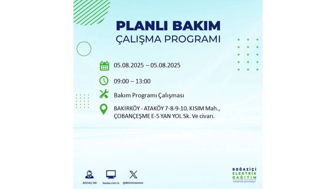 BÜYÜK ELEKTRİK KESİNTİSİ YAŞANACAK: BEDAŞ 5 Ağustos Salı elektrik kesintisi yaşayacak ilçeleri sıraladı! 11