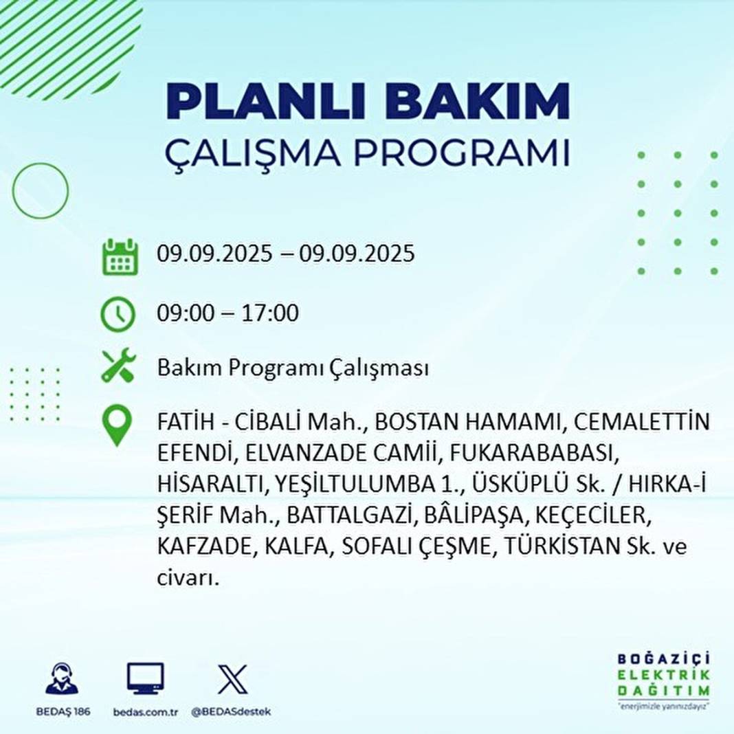 O ilçelerde elektrik olmayacak: BEDAŞ 9 Eylül Salı günü elektrik kesintisi yaşayacak ilçeleri sıraladı! 56