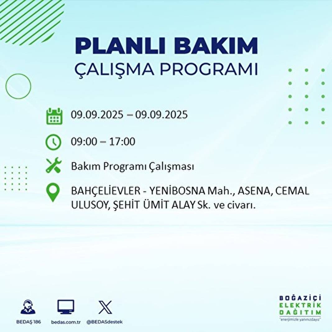 O ilçelerde elektrik olmayacak: BEDAŞ 9 Eylül Salı günü elektrik kesintisi yaşayacak ilçeleri sıraladı! 29