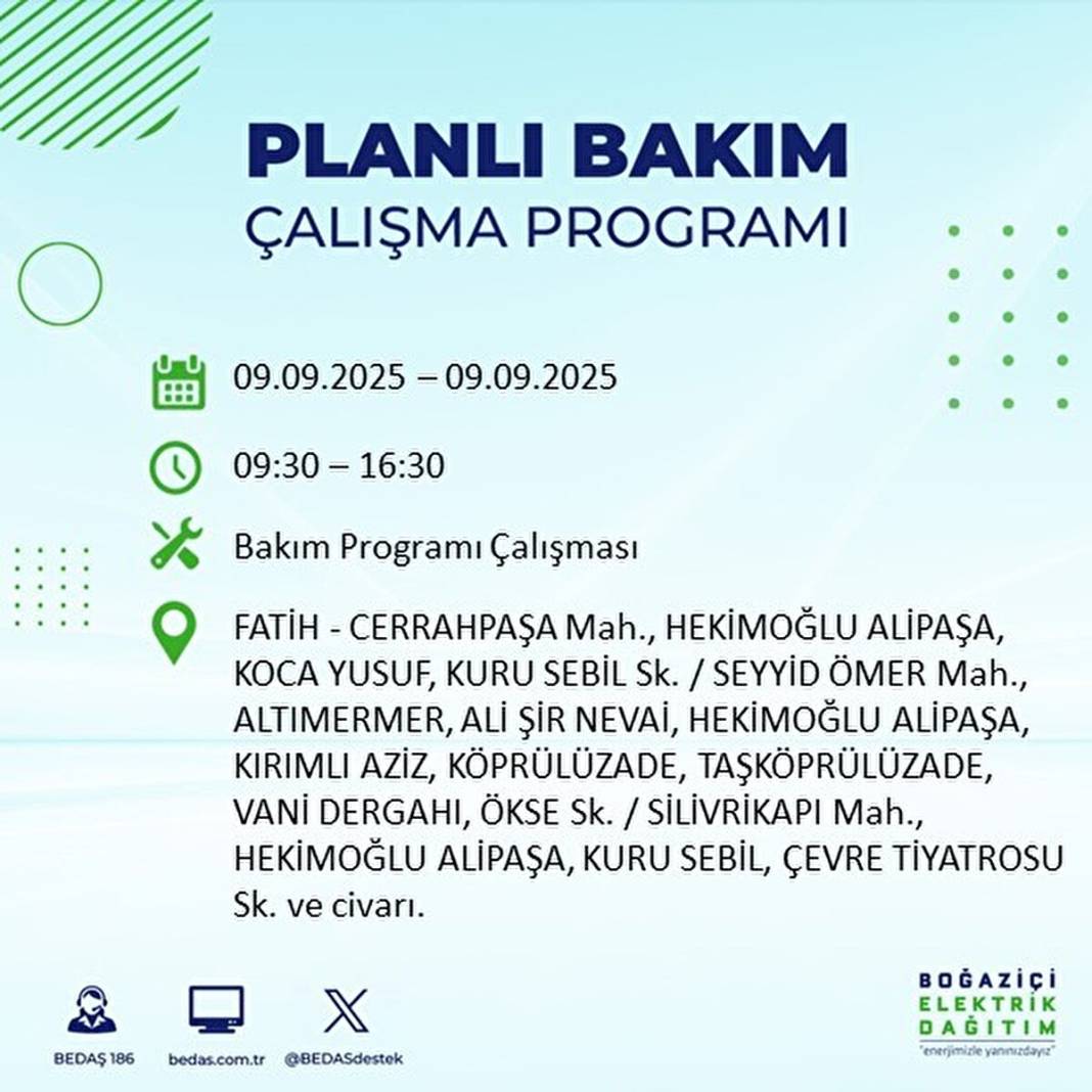 O ilçelerde elektrik olmayacak: BEDAŞ 9 Eylül Salı günü elektrik kesintisi yaşayacak ilçeleri sıraladı! 54