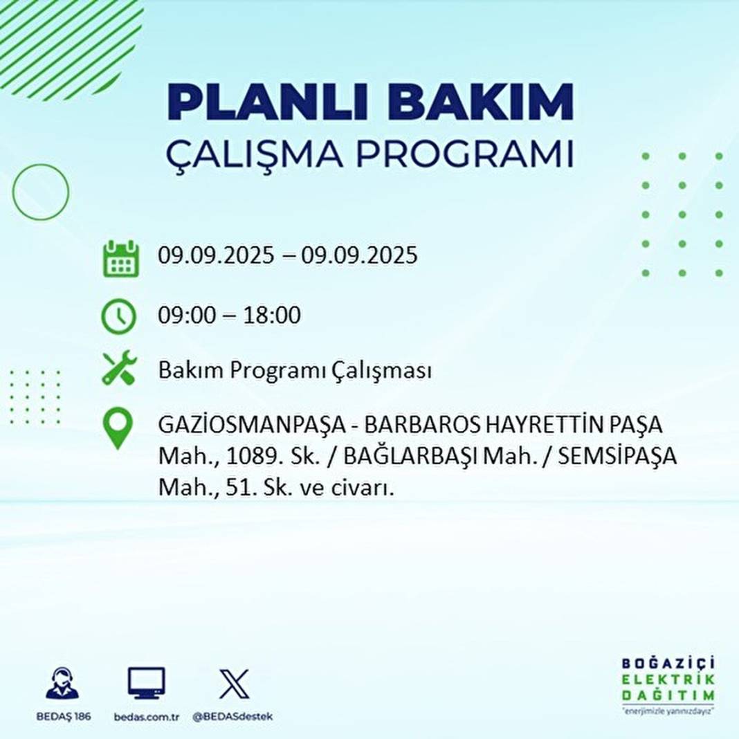 O ilçelerde elektrik olmayacak: BEDAŞ 9 Eylül Salı günü elektrik kesintisi yaşayacak ilçeleri sıraladı! 31