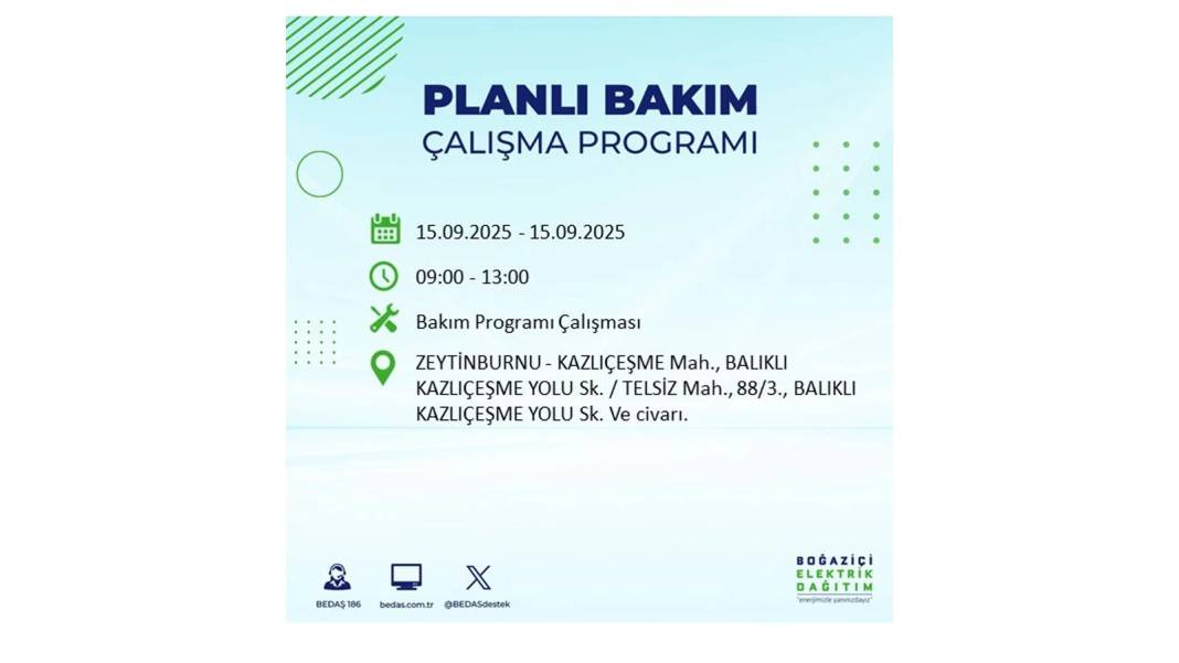 Büyük elektrik kesintisi yaşanacak: BEDAŞ 15 Eylül Pazartesi günü elektrik kesintisi yaşayacak ilçeleri sıraladı! 3