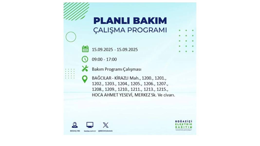 Büyük elektrik kesintisi yaşanacak: BEDAŞ 15 Eylül Pazartesi günü elektrik kesintisi yaşayacak ilçeleri sıraladı! 91