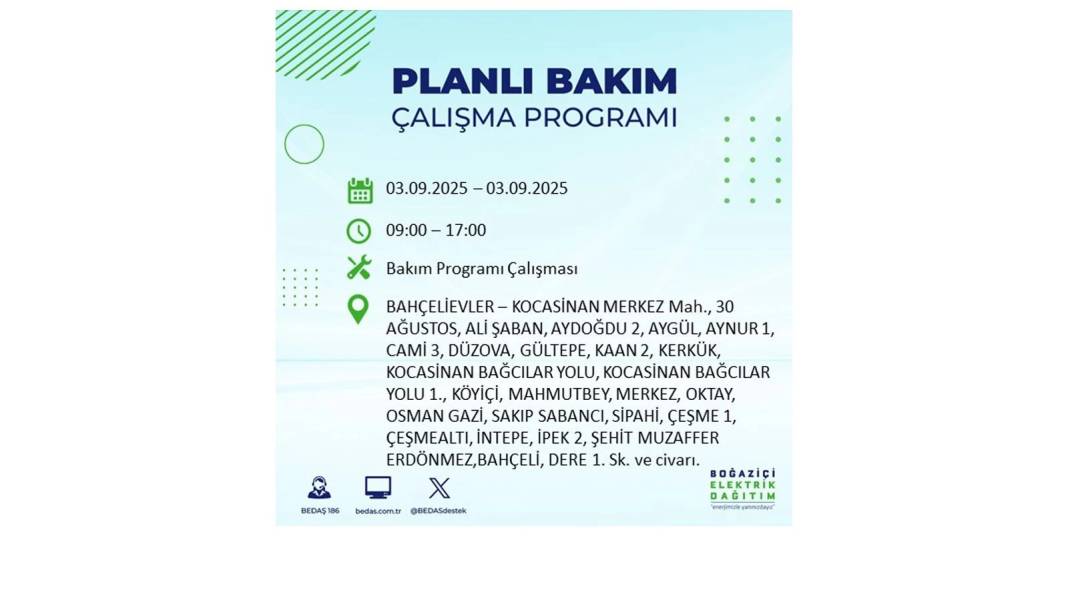 Saatlerce elektrik olmayacak: BEDAŞ 3 Eylül Çarşamba elektrik kesintisi yaşayacak ilçeleri sıraladı! 67