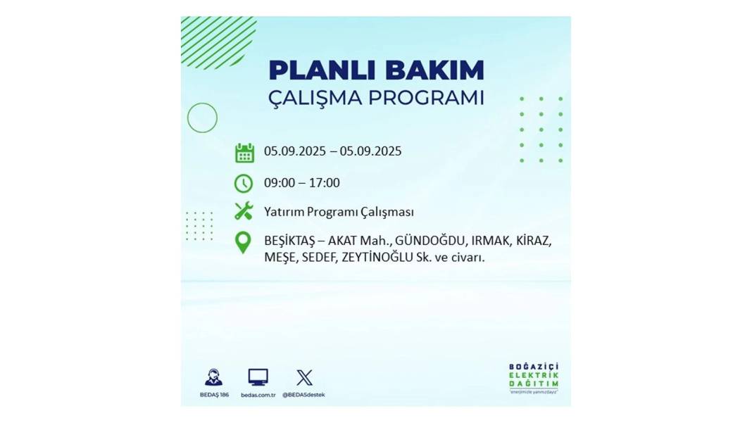 O ilçelerde saatlerce elektrik olmayacak: BEDAŞ 5 Eylül Cuma elektrik kesintisi yaşayacak ilçeleri sıraladı 31