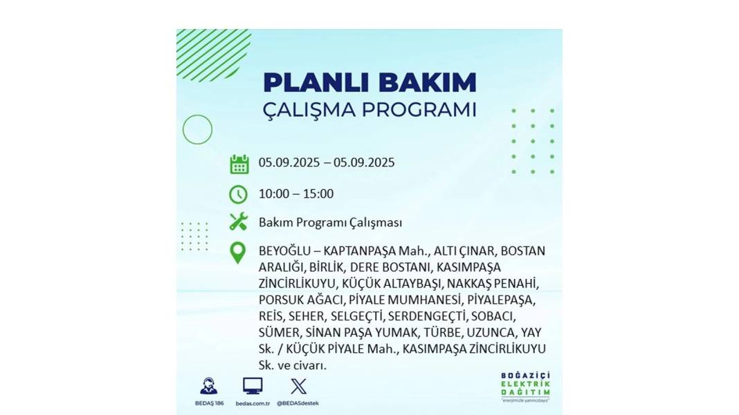 O ilçelerde saatlerce elektrik olmayacak: BEDAŞ 5 Eylül Cuma elektrik kesintisi yaşayacak ilçeleri sıraladı 28