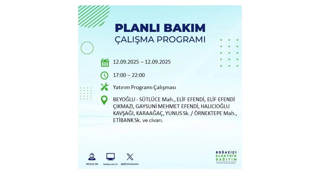 O ilçelerde saatlerce elektrik olmayacak: BEDAŞ 12 Eylül Cuma günü elektrik kesintisi yaşayacak ilçeleri sıraladı! 11