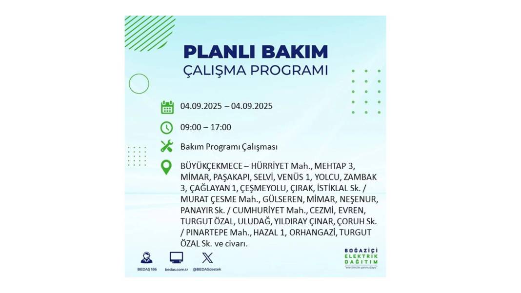 O ilçelerde elektrik olmayacak: BEDAŞ 4 Eylül Perşembe elektrik kesintisi yaşayacak ilçeleri duyurdu! 32