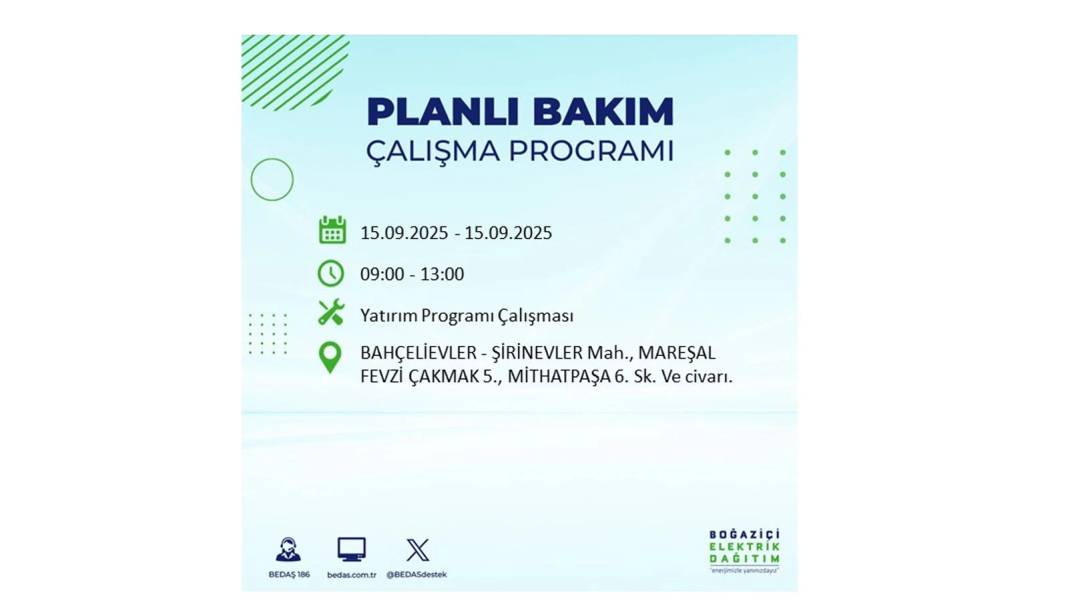 Büyük elektrik kesintisi yaşanacak: BEDAŞ 15 Eylül Pazartesi günü elektrik kesintisi yaşayacak ilçeleri sıraladı! 88