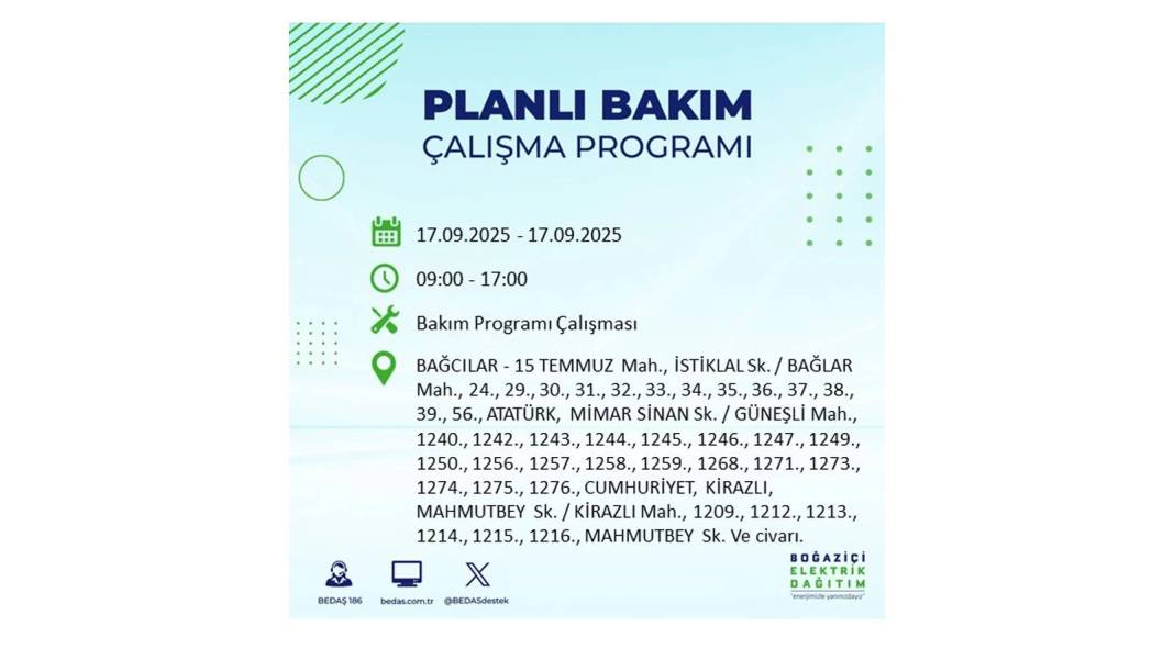 Büyük elektrik kesintisi yaşanacak: BEDAŞ 17 Eylül Çarşamba elektrik kesintisi yaşayacak ilçeleri sıraladı! 96