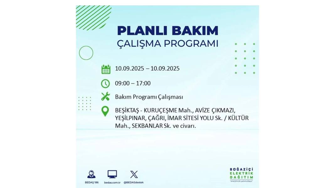O ilçelerde elektrik olmayacak: BEDAŞ 10 Eylül Çarşamba günü elektrik kesintisi yaşayacak ilçeleri sıraladı! 45