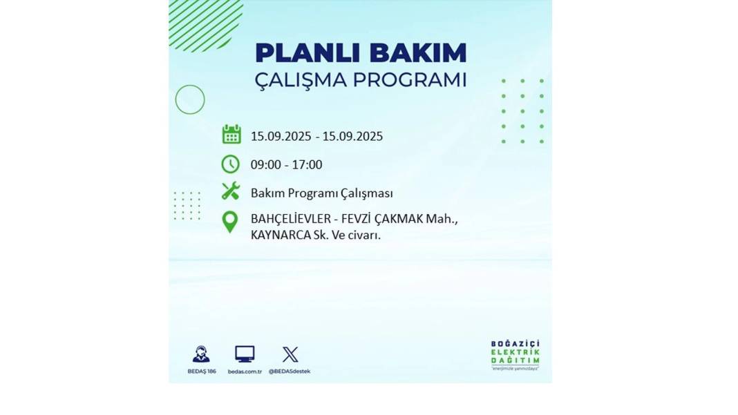 Büyük elektrik kesintisi yaşanacak: BEDAŞ 15 Eylül Pazartesi günü elektrik kesintisi yaşayacak ilçeleri sıraladı! 86