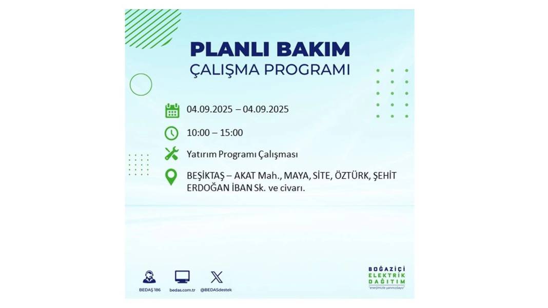 O ilçelerde elektrik olmayacak: BEDAŞ 4 Eylül Perşembe elektrik kesintisi yaşayacak ilçeleri duyurdu! 29
