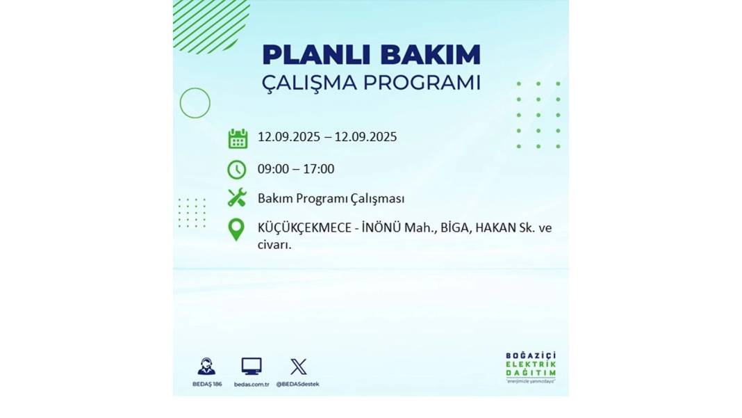 O ilçelerde saatlerce elektrik olmayacak: BEDAŞ 12 Eylül Cuma günü elektrik kesintisi yaşayacak ilçeleri sıraladı! 8