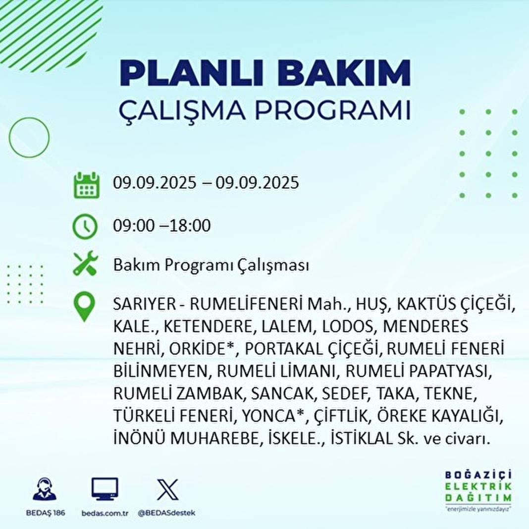 O ilçelerde elektrik olmayacak: BEDAŞ 9 Eylül Salı günü elektrik kesintisi yaşayacak ilçeleri sıraladı! 49