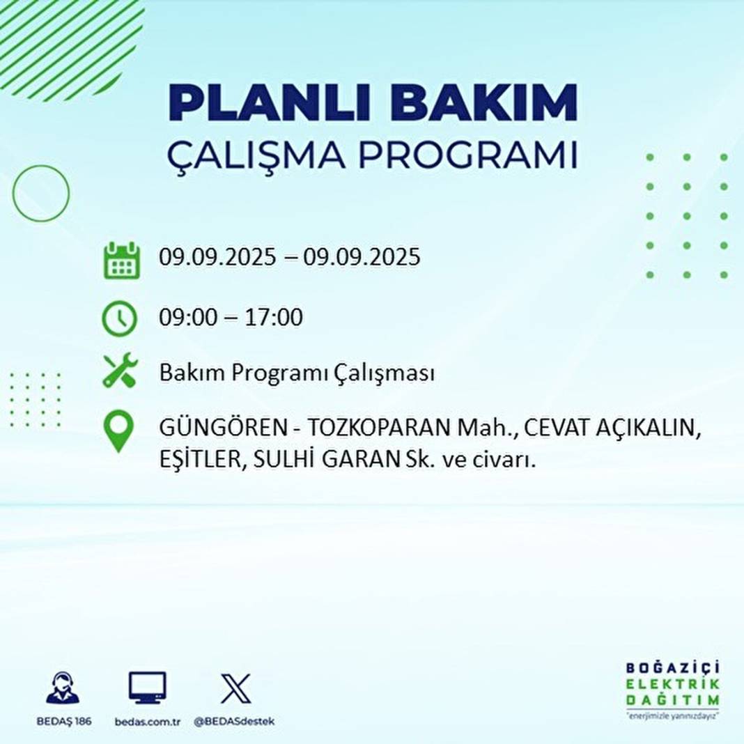 O ilçelerde elektrik olmayacak: BEDAŞ 9 Eylül Salı günü elektrik kesintisi yaşayacak ilçeleri sıraladı! 45