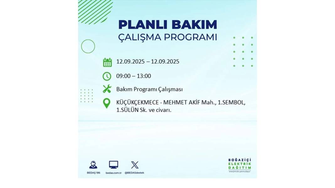 O ilçelerde saatlerce elektrik olmayacak: BEDAŞ 12 Eylül Cuma günü elektrik kesintisi yaşayacak ilçeleri sıraladı! 10