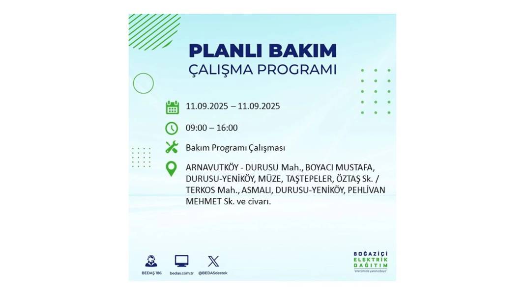 Elektrikler saatlerce olmayacak: BEDAŞ 11 Eylül Perşembe günü elektrik kesintisi yaşayacak ilçeleri sıraladı 48
