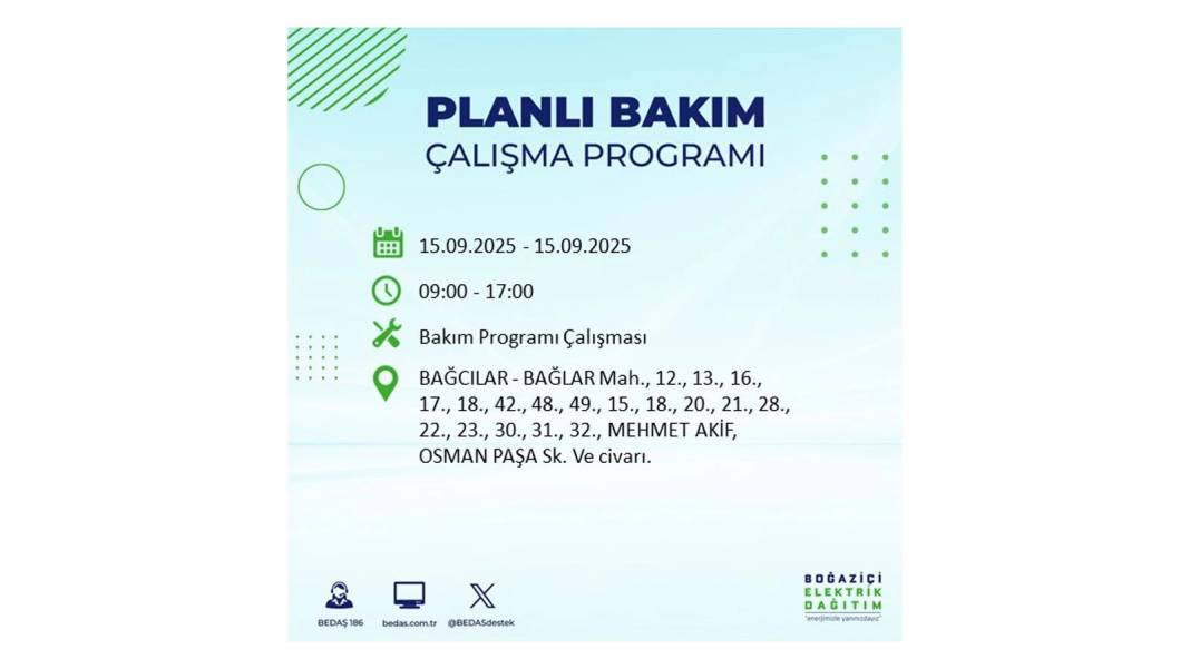 Büyük elektrik kesintisi yaşanacak: BEDAŞ 15 Eylül Pazartesi günü elektrik kesintisi yaşayacak ilçeleri sıraladı! 102