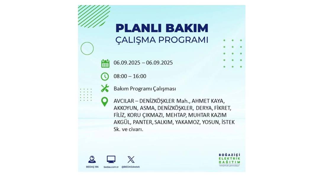 O ilçelerde elektrik olmayacak: BEDAŞ 6 Eylül Cumartesi elektrik kesintisi yaşayacak ilçeleri sıraladı! 23
