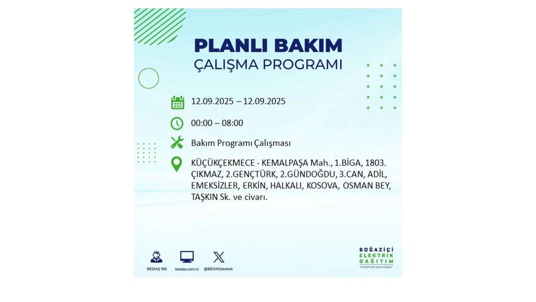 O ilçelerde saatlerce elektrik olmayacak: BEDAŞ 12 Eylül Cuma günü elektrik kesintisi yaşayacak ilçeleri sıraladı! 6