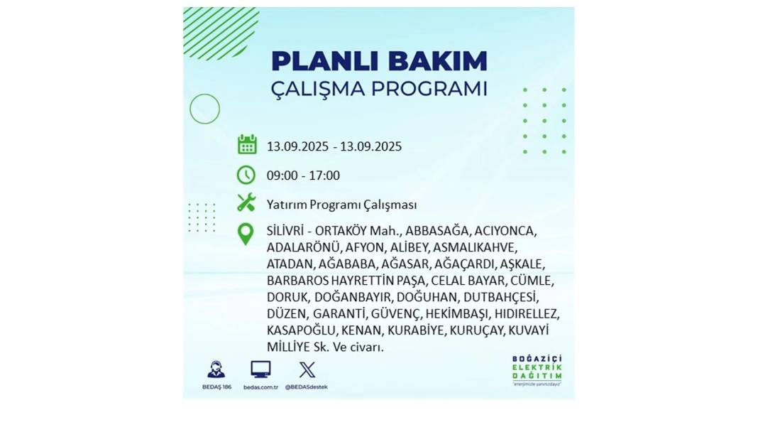 O ilçelerde elektrikler olmayacak: BEDAŞ 13 Eylül Cumartesi günü elektrik kesintisi yaşayacak ilçeleri sıraladı! 1