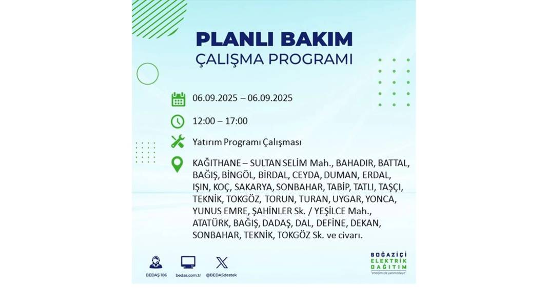 O ilçelerde elektrik olmayacak: BEDAŞ 6 Eylül Cumartesi elektrik kesintisi yaşayacak ilçeleri sıraladı! 8
