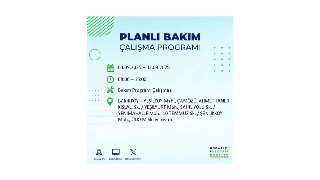 Saatlerce elektrik olmayacak: BEDAŞ 3 Eylül Çarşamba elektrik kesintisi yaşayacak ilçeleri sıraladı! 63
