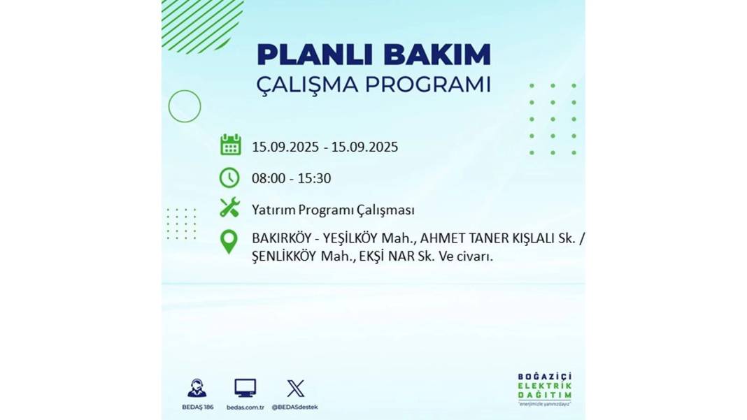 Büyük elektrik kesintisi yaşanacak: BEDAŞ 15 Eylül Pazartesi günü elektrik kesintisi yaşayacak ilçeleri sıraladı! 80