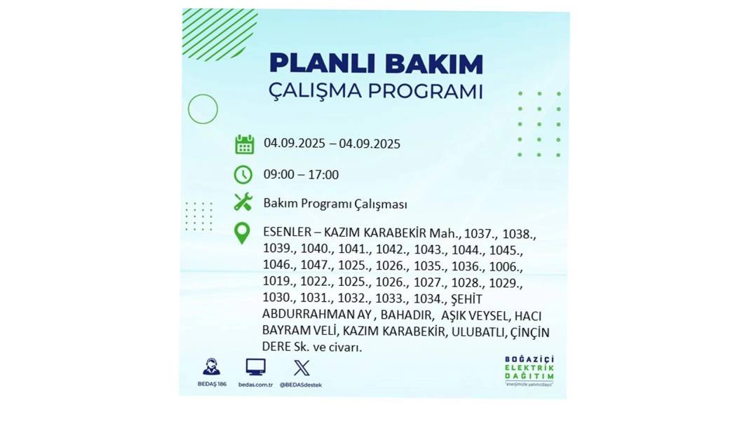 O ilçelerde elektrik olmayacak: BEDAŞ 4 Eylül Perşembe elektrik kesintisi yaşayacak ilçeleri duyurdu! 22