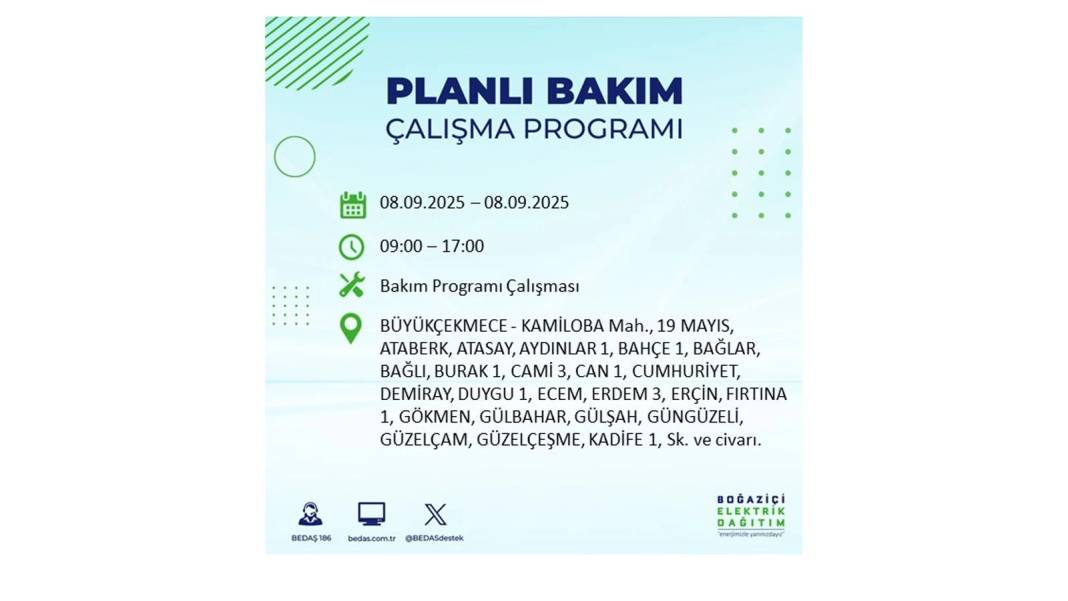 Büyük elektrik kesintisi yaşanacak: BEDAŞ 8 Eylül Pazartesi elektrik kesintisi yaşayacak ilçeleri sıraladı! 36