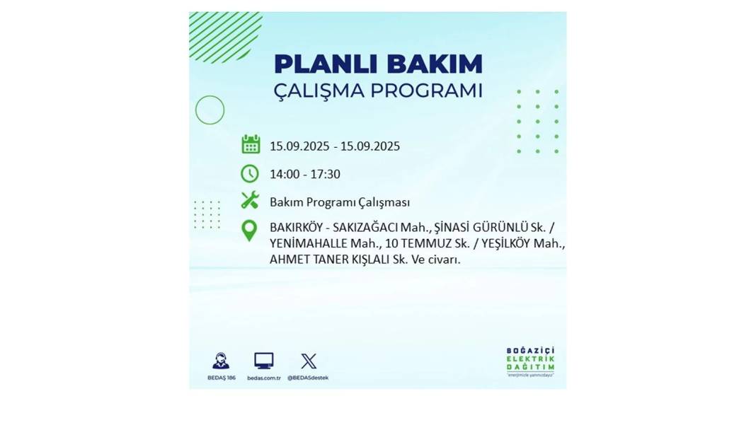 Büyük elektrik kesintisi yaşanacak: BEDAŞ 15 Eylül Pazartesi günü elektrik kesintisi yaşayacak ilçeleri sıraladı! 82