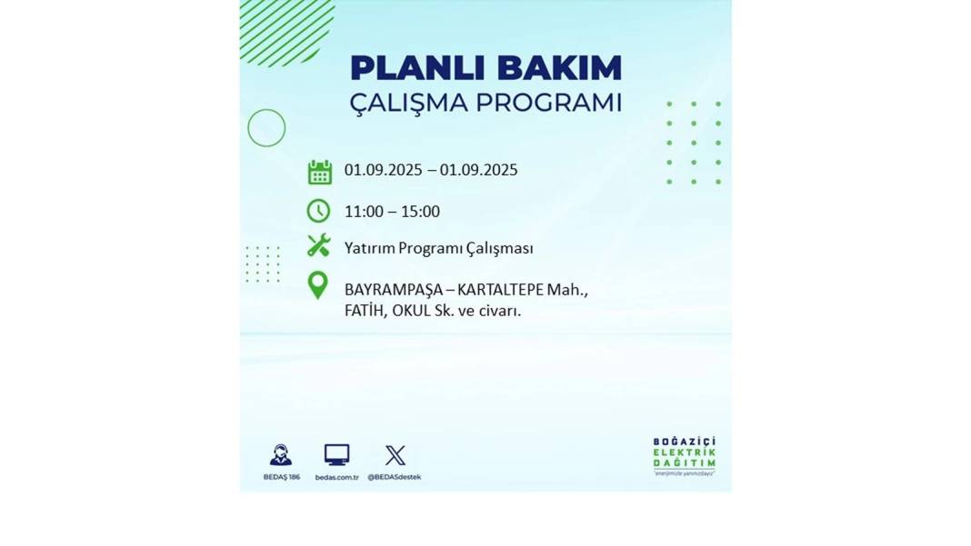 O ilçelerde saatlerce elektrik olmayacak: BEDAŞ 1 Eylül Pazartesi elektrik kesintisi yaşayacak ilçeleri sıraladı 59
