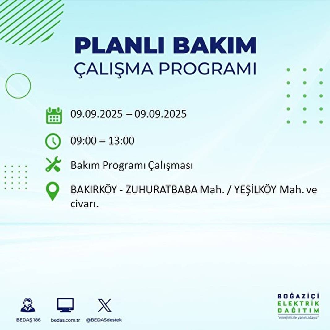 O ilçelerde elektrik olmayacak: BEDAŞ 9 Eylül Salı günü elektrik kesintisi yaşayacak ilçeleri sıraladı! 39