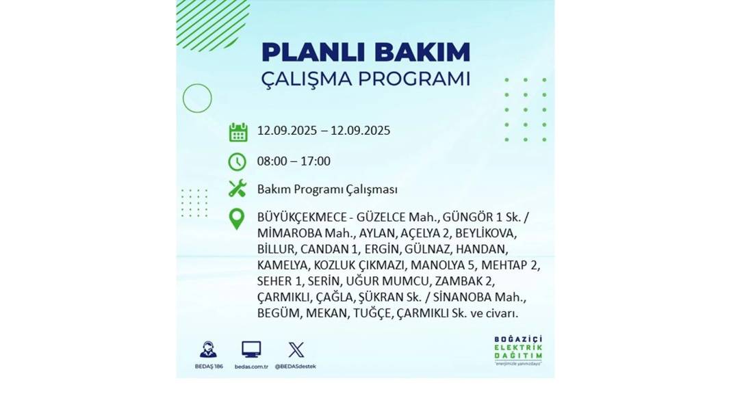 O ilçelerde saatlerce elektrik olmayacak: BEDAŞ 12 Eylül Cuma günü elektrik kesintisi yaşayacak ilçeleri sıraladı! 1