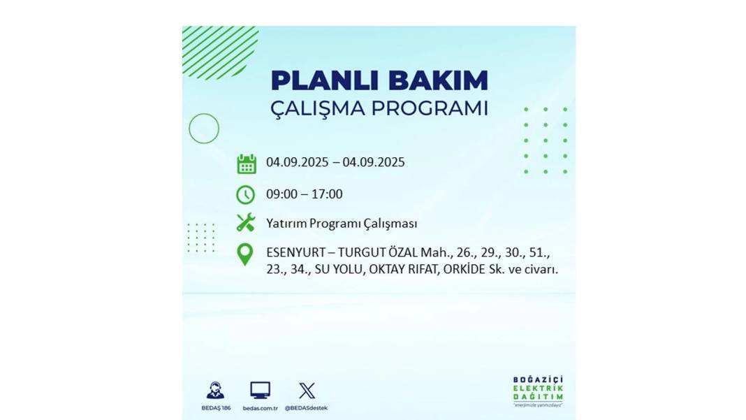 O ilçelerde elektrik olmayacak: BEDAŞ 4 Eylül Perşembe elektrik kesintisi yaşayacak ilçeleri duyurdu! 21