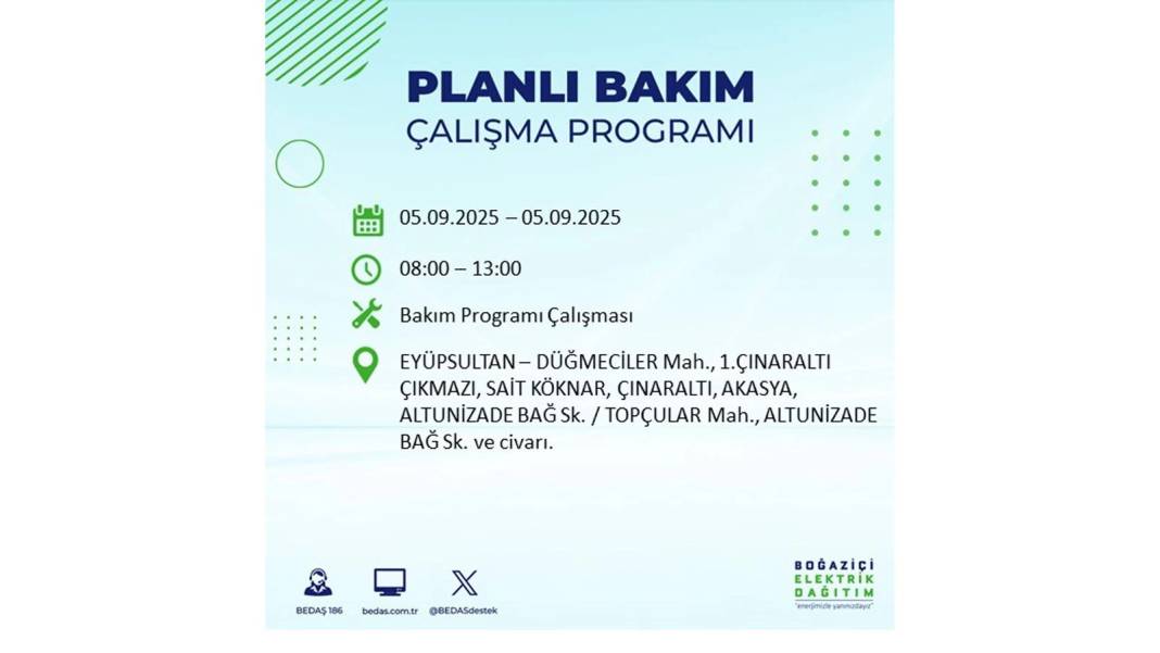 O ilçelerde saatlerce elektrik olmayacak: BEDAŞ 5 Eylül Cuma elektrik kesintisi yaşayacak ilçeleri sıraladı 18